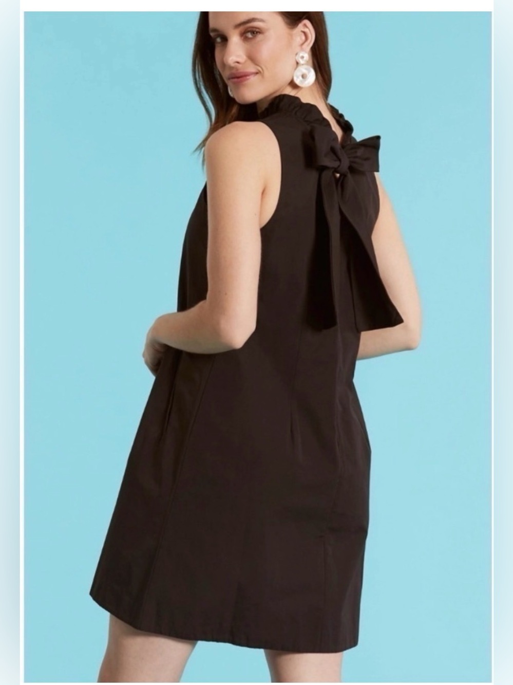 Tyler Boe Black Stella Linen Cotton Bow-Back Sleeveless Dress Size Medium